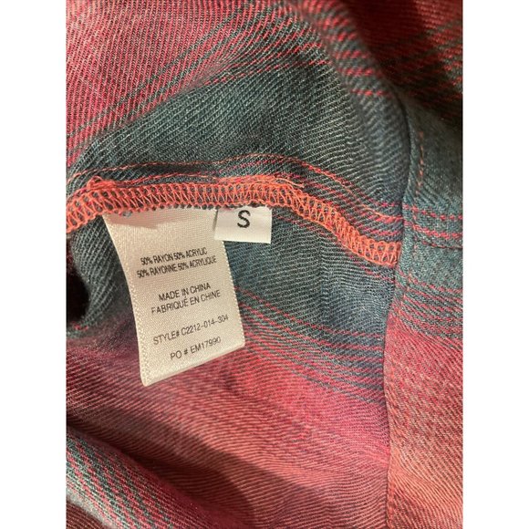 Cloth & Stone Size Small Top Shirt Pink Gray Flannel Open Back Anthropologie - Picture 10 of 11